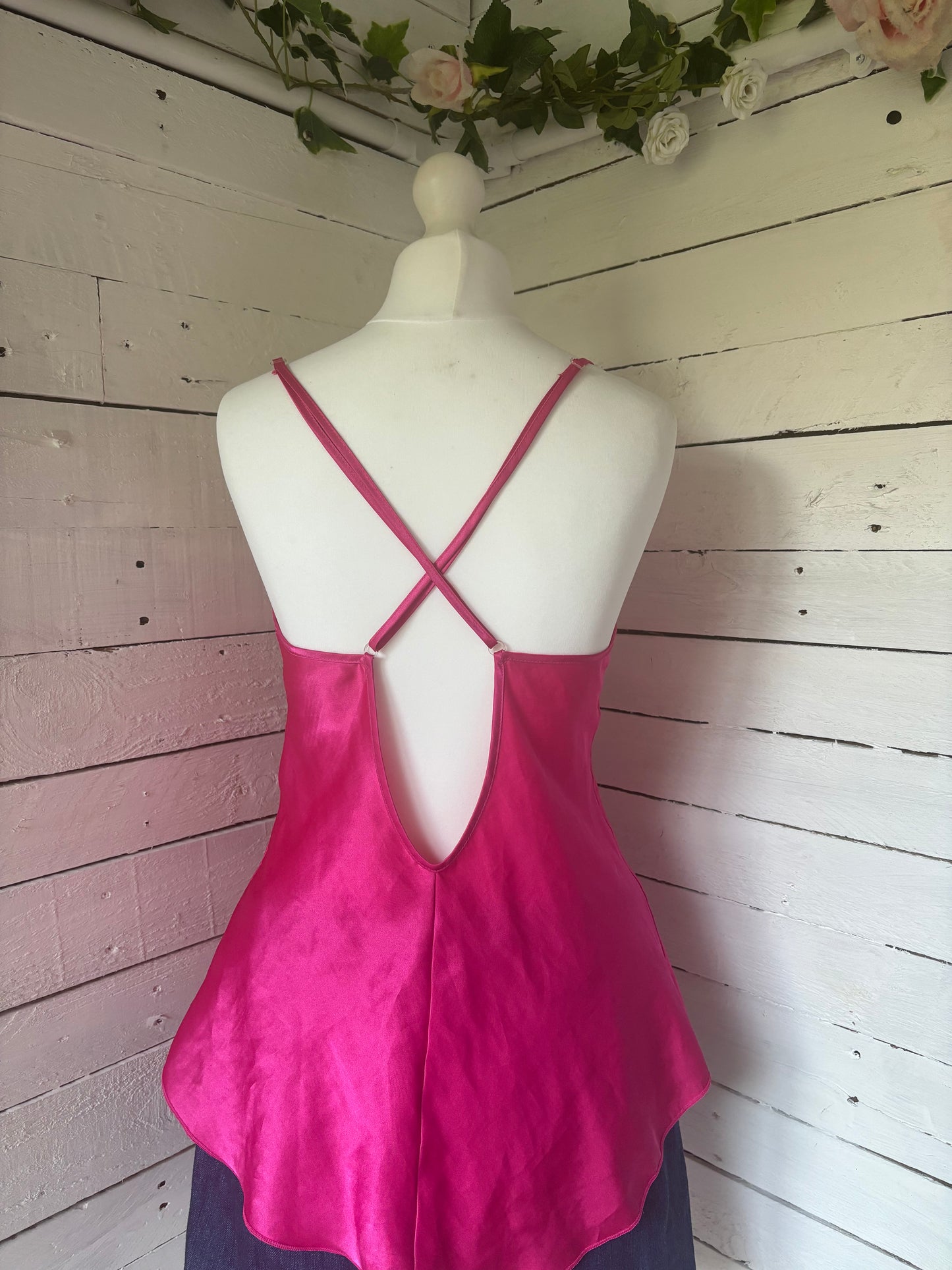 Fuchsia Lace Bow Cami