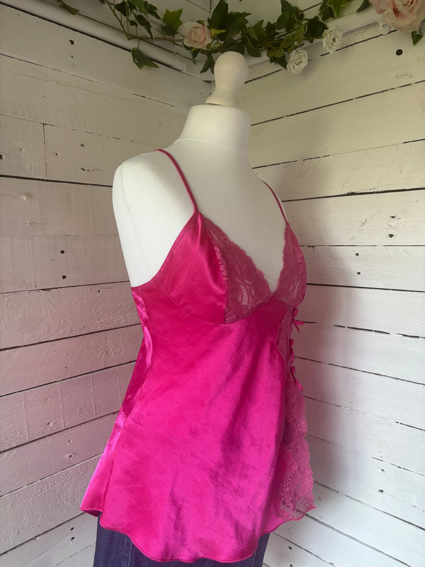 Fuchsia Lace Bow Cami