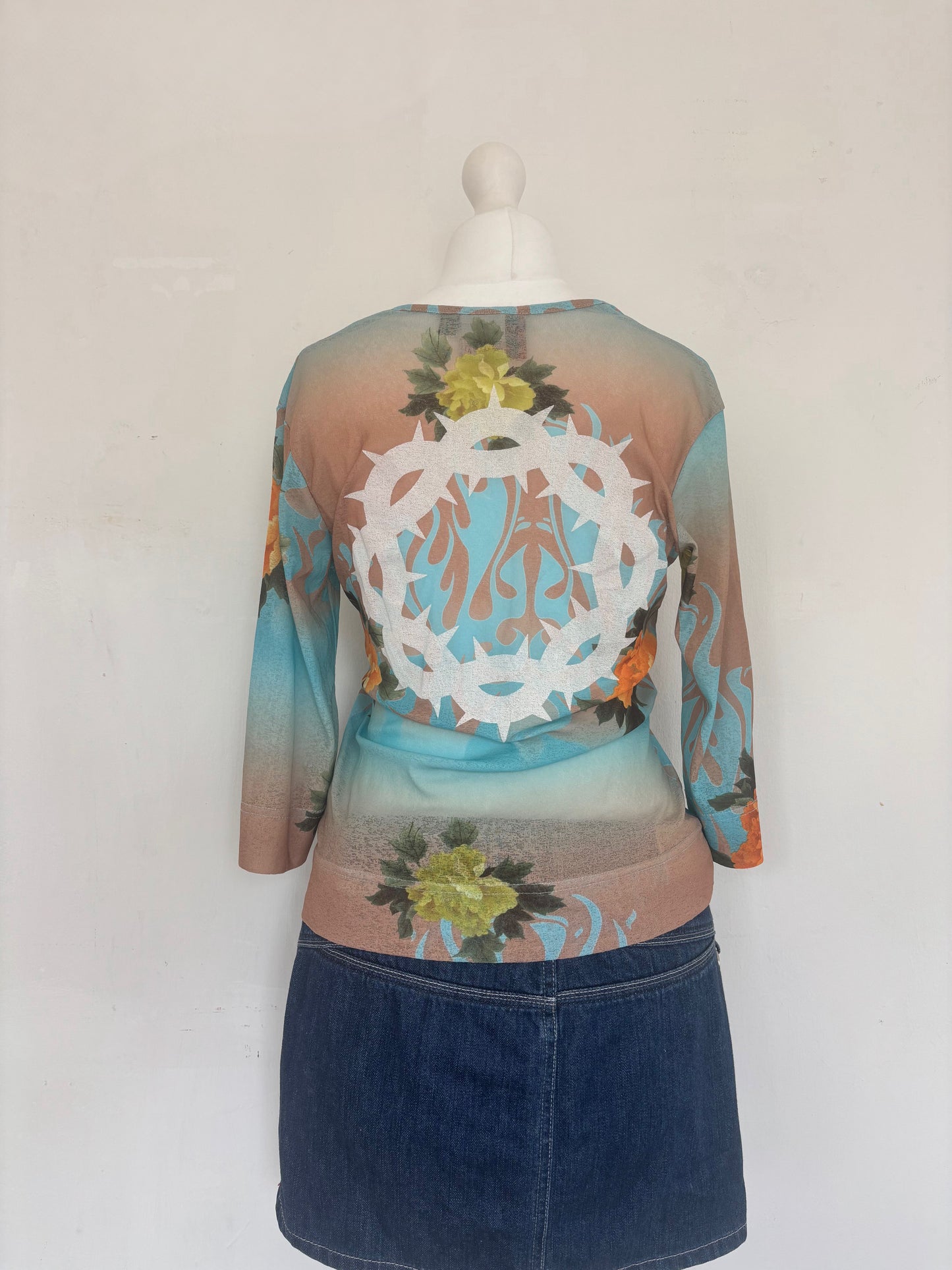 Blue Floral Long Sleeve Top