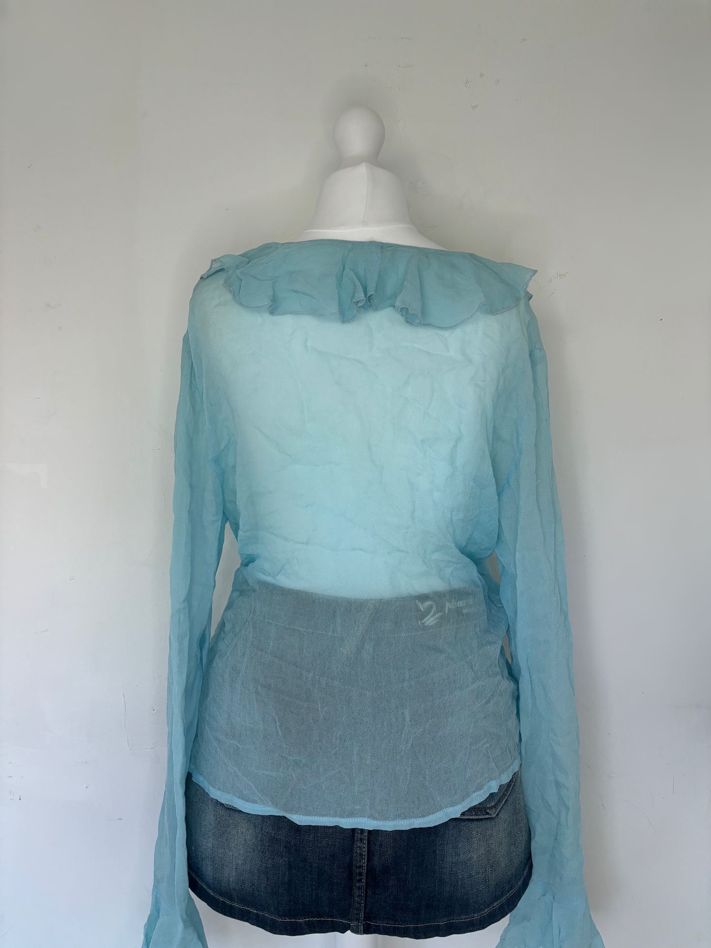 Blue Tie Front Long Sleeve