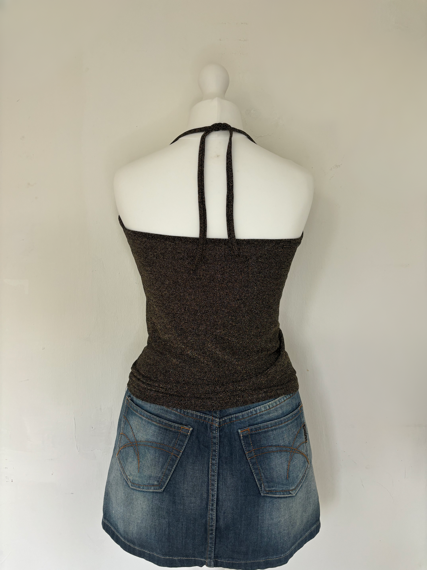 Brown Glittery Halter Neck