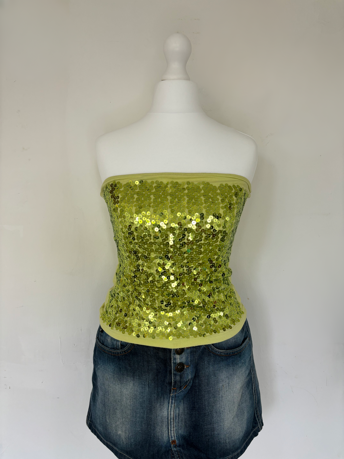 Green Sequin Strapless