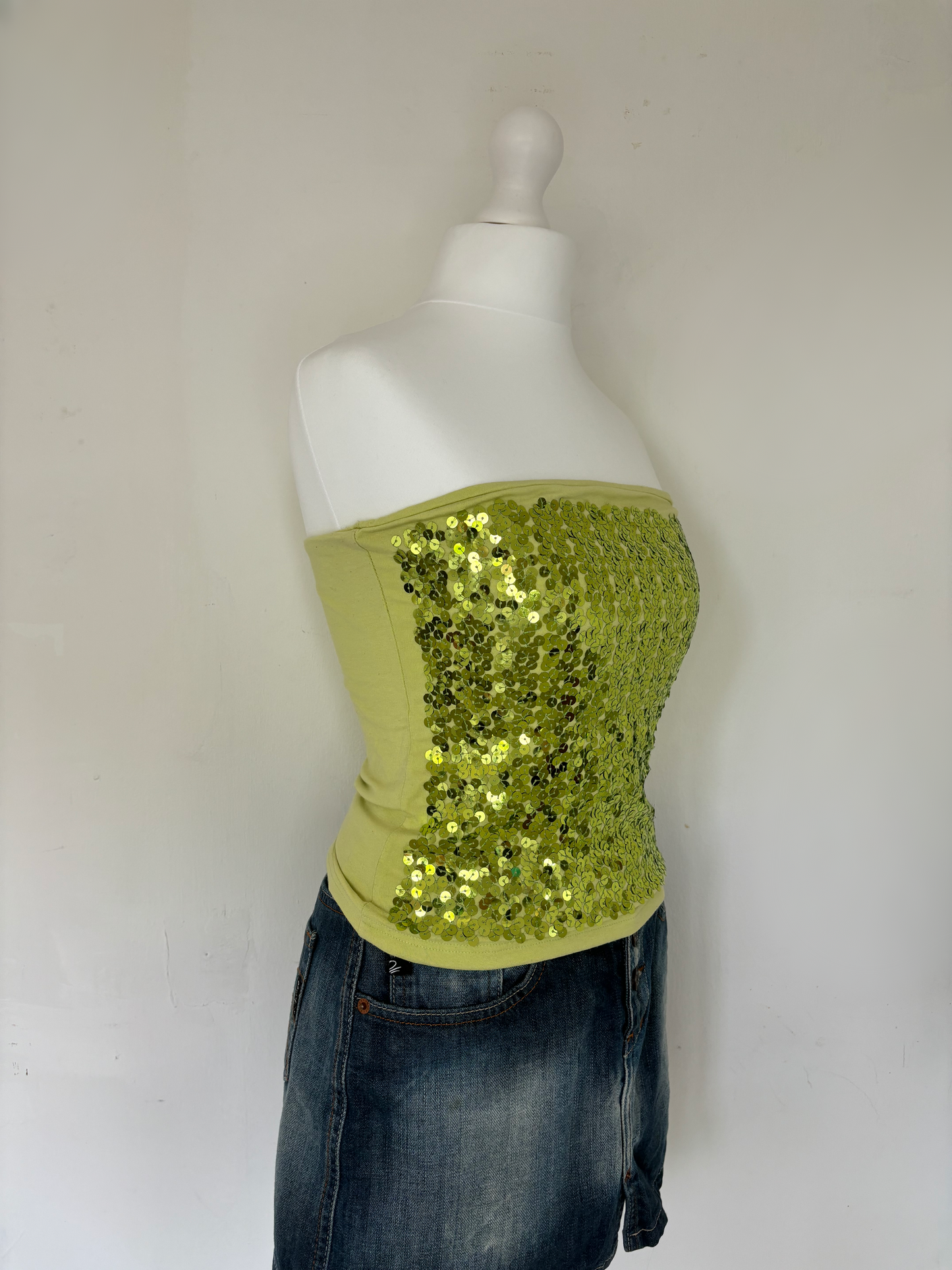 Green Sequin Strapless