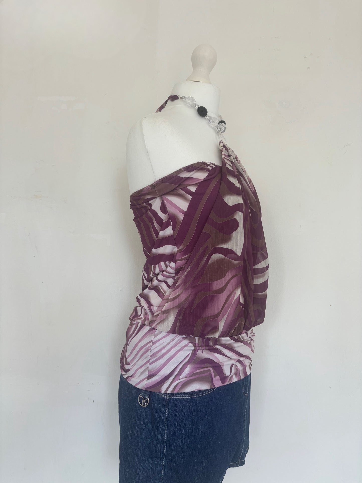 Purple Beaded Halter Neck