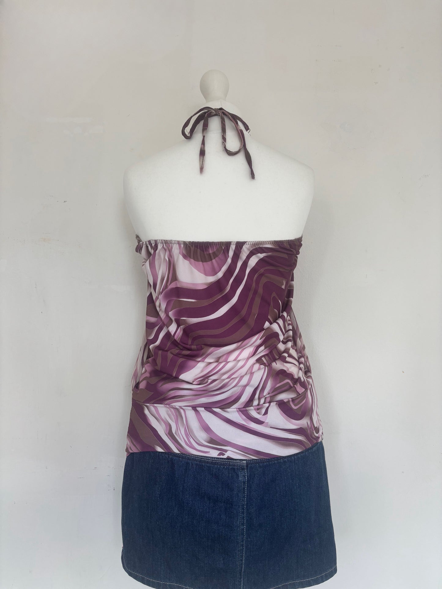 Purple Beaded Halter Neck