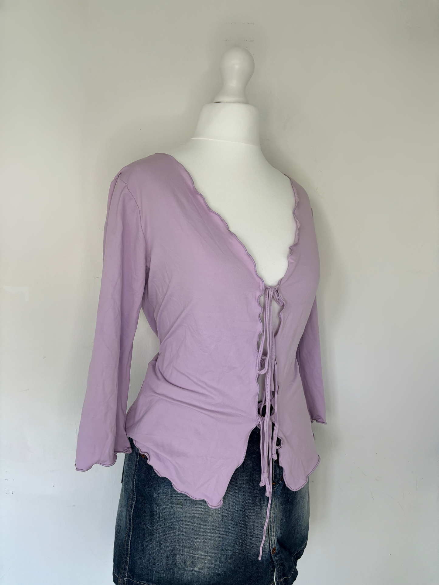 Purple Tie Front Long Sleeve