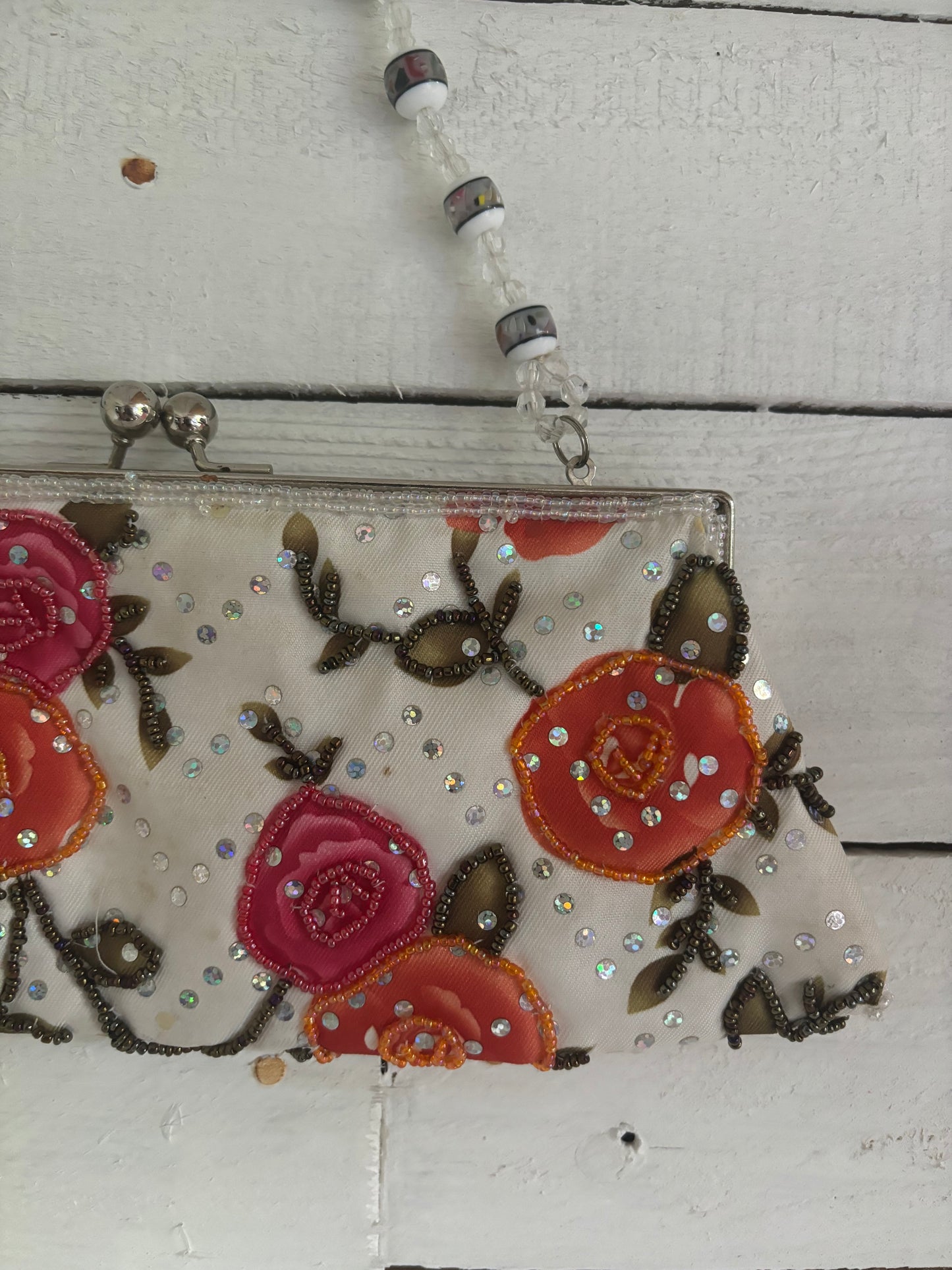 Beaded Floral Shoulder Bag