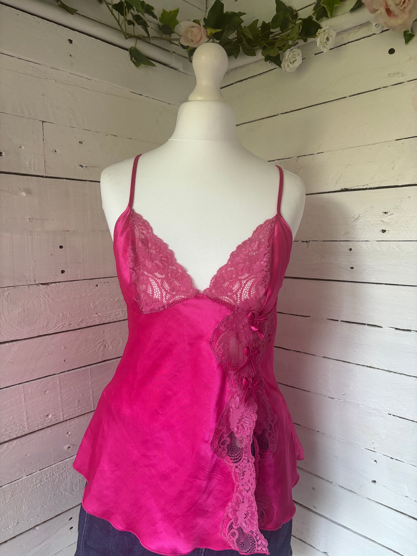 Fuchsia Lace Bow Cami