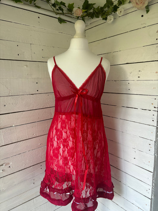 Red Lace Bow Dress