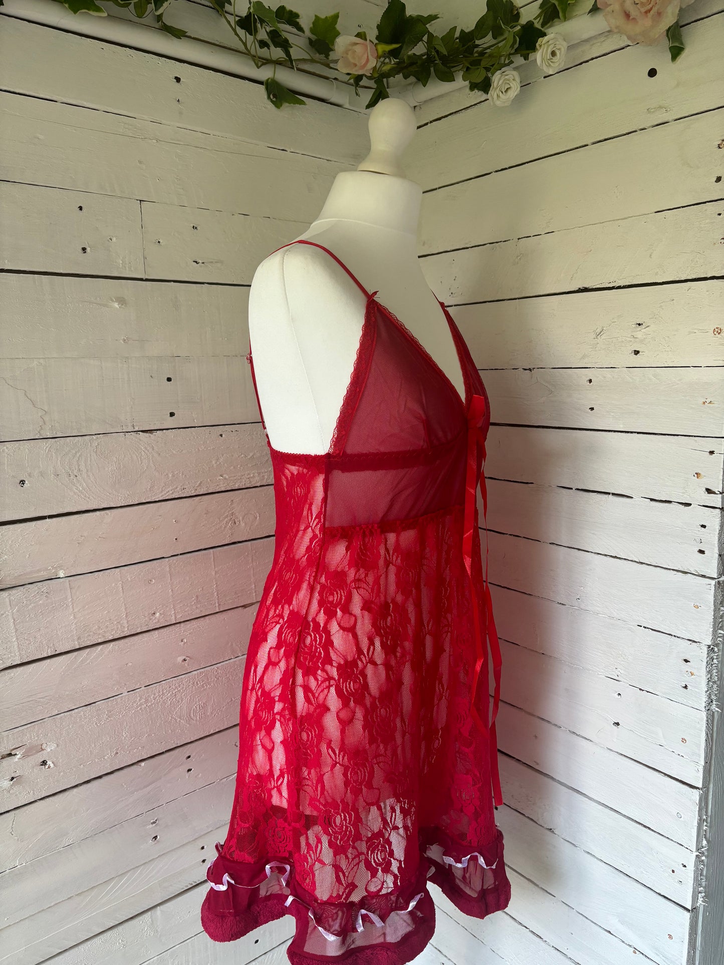 Red Lace Bow Dress