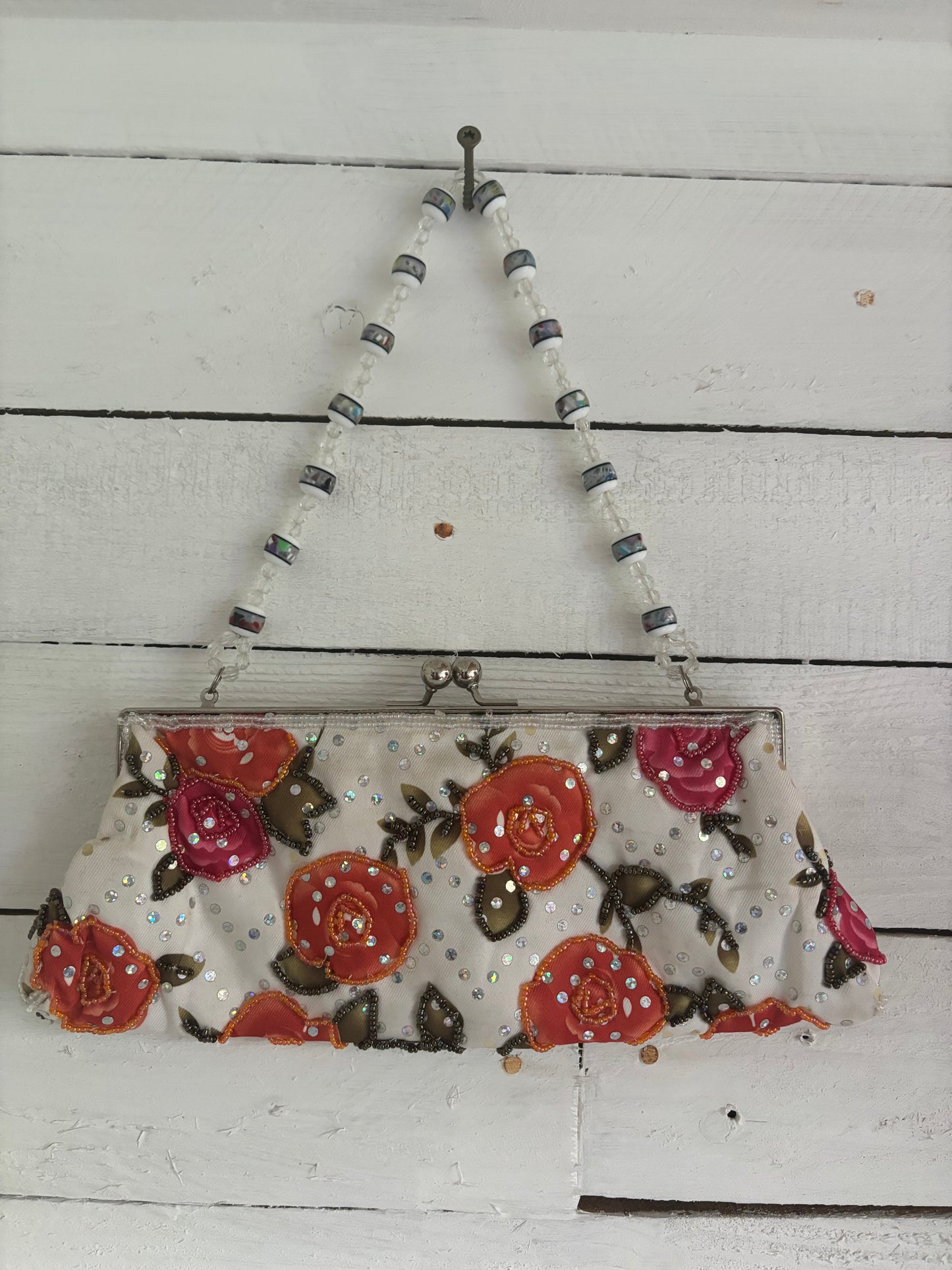 Beaded Floral Shoulder Bag