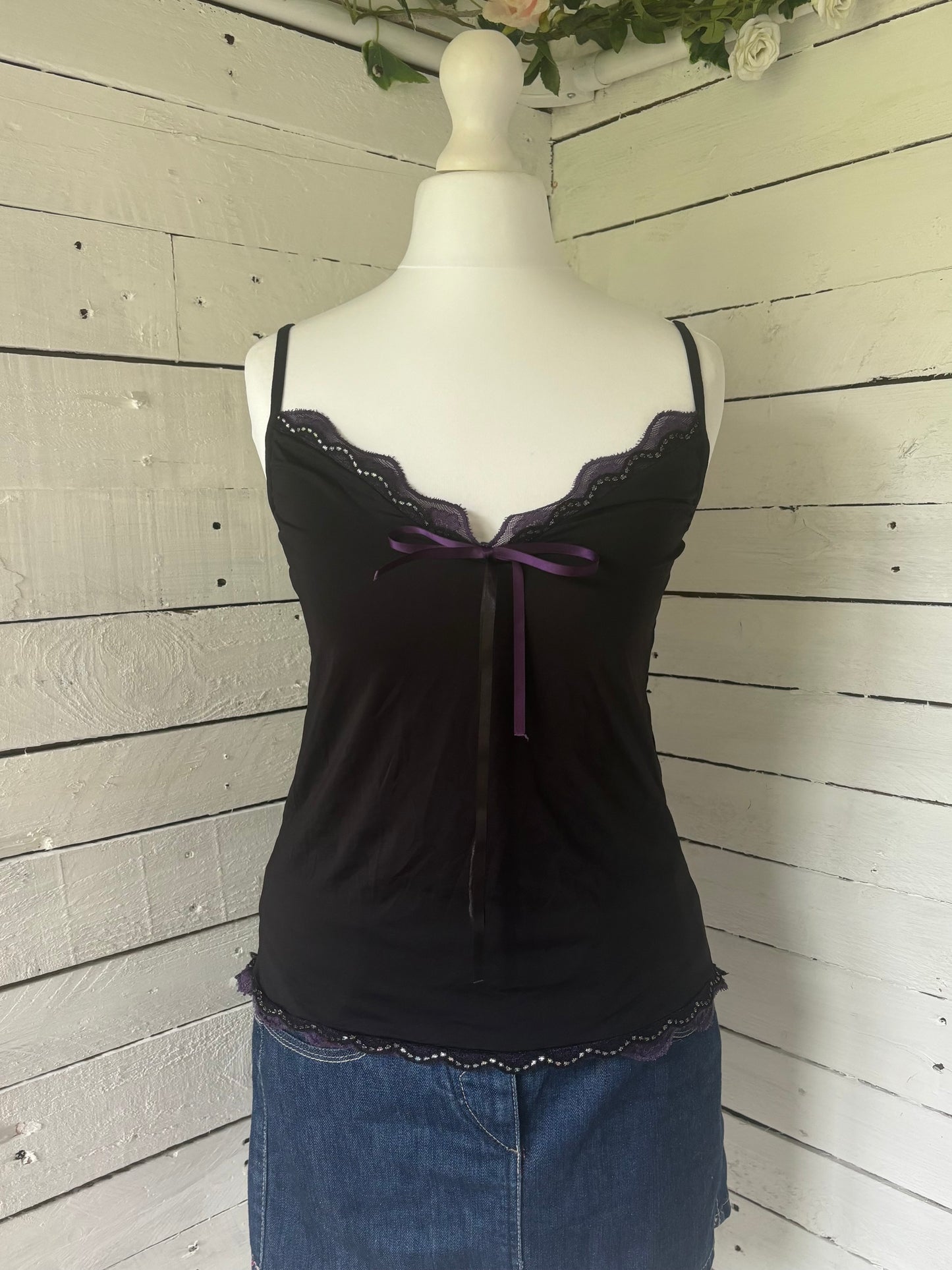 Black Lace Bow Cami