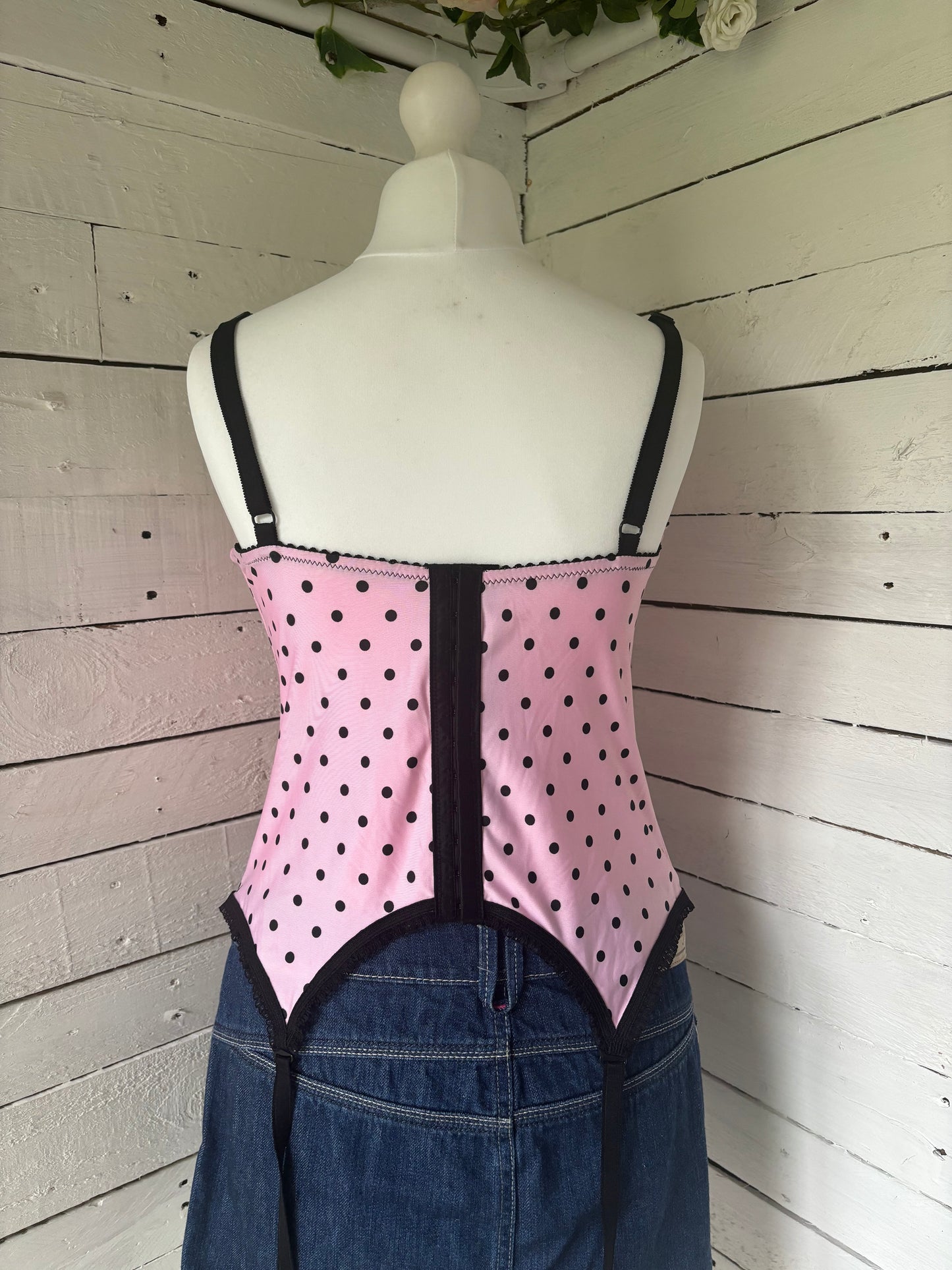 Pink & Black Spotty Corset Top