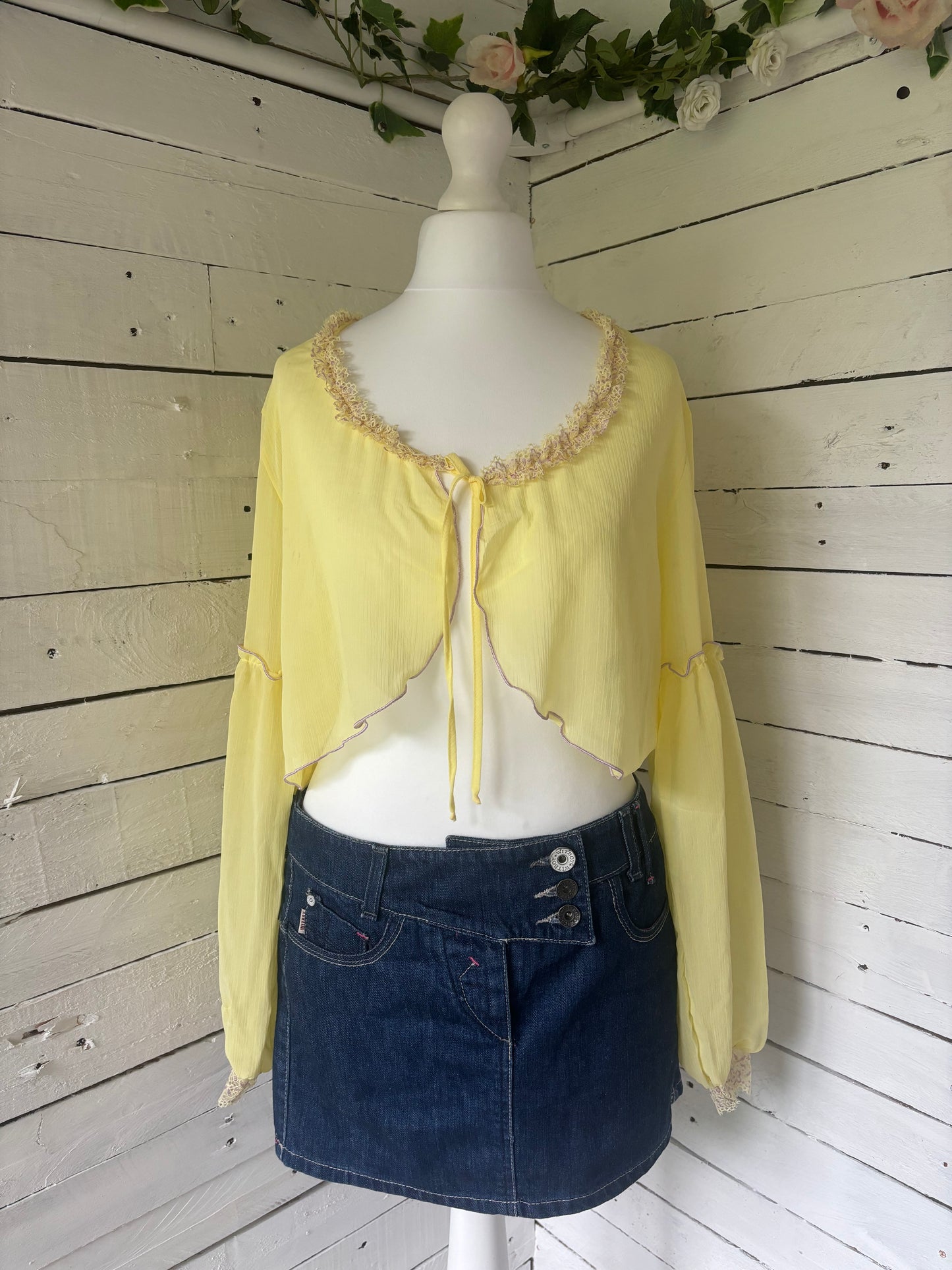 Yellow Tie Front Long Sleeve