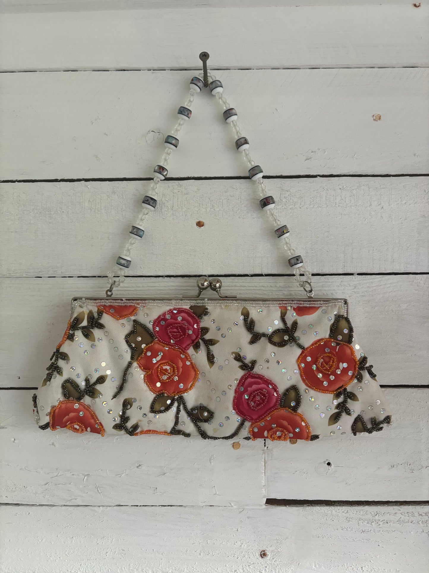 Beaded Floral Shoulder Bag