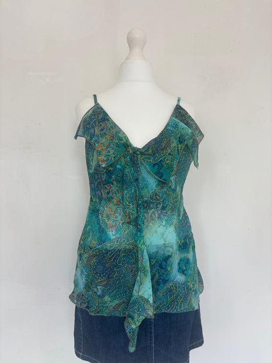 Blue Ruffle Cami