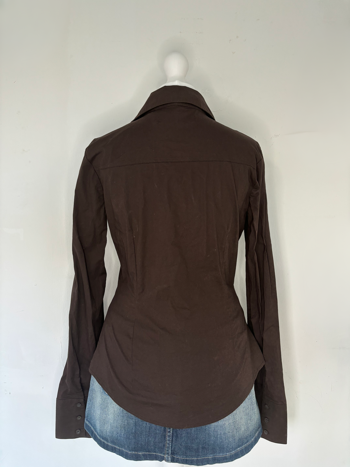 Brown Fitted Long Sleeve Shirt