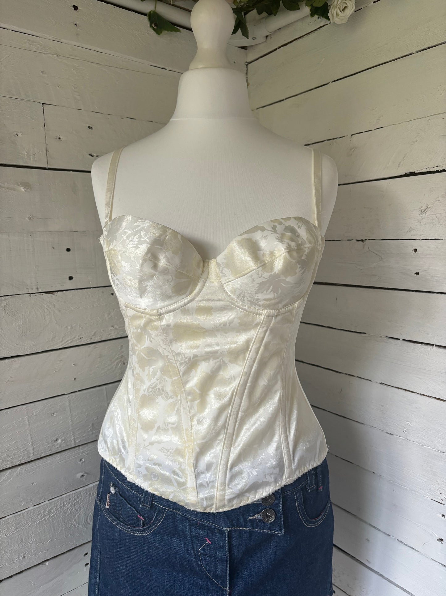 Cream Satin Corset Top