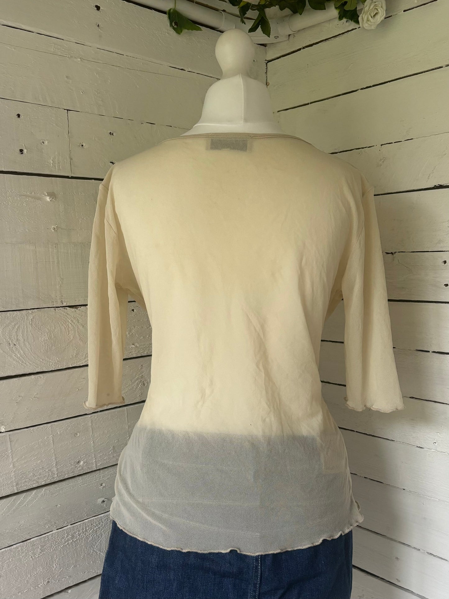 Beige Heart Long Sleeve Top