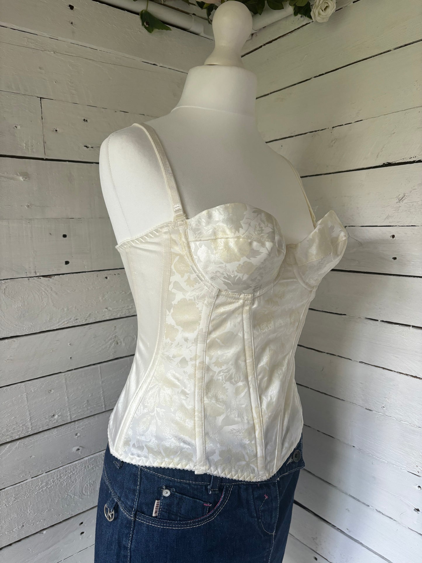 Cream Satin Corset Top