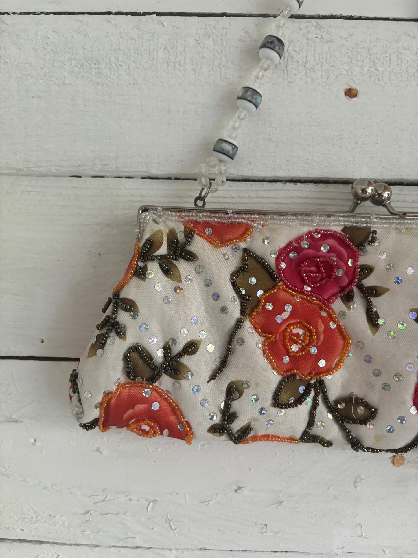 Beaded Floral Shoulder Bag