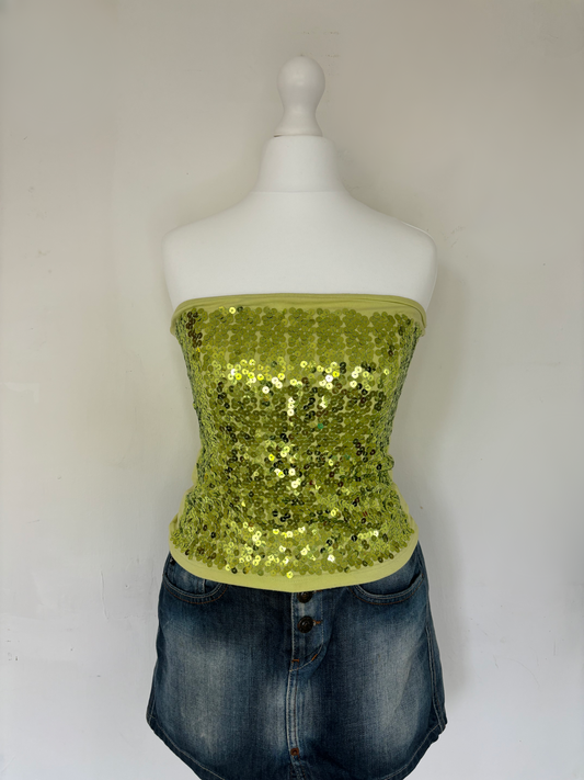 Green Sequin Strapless