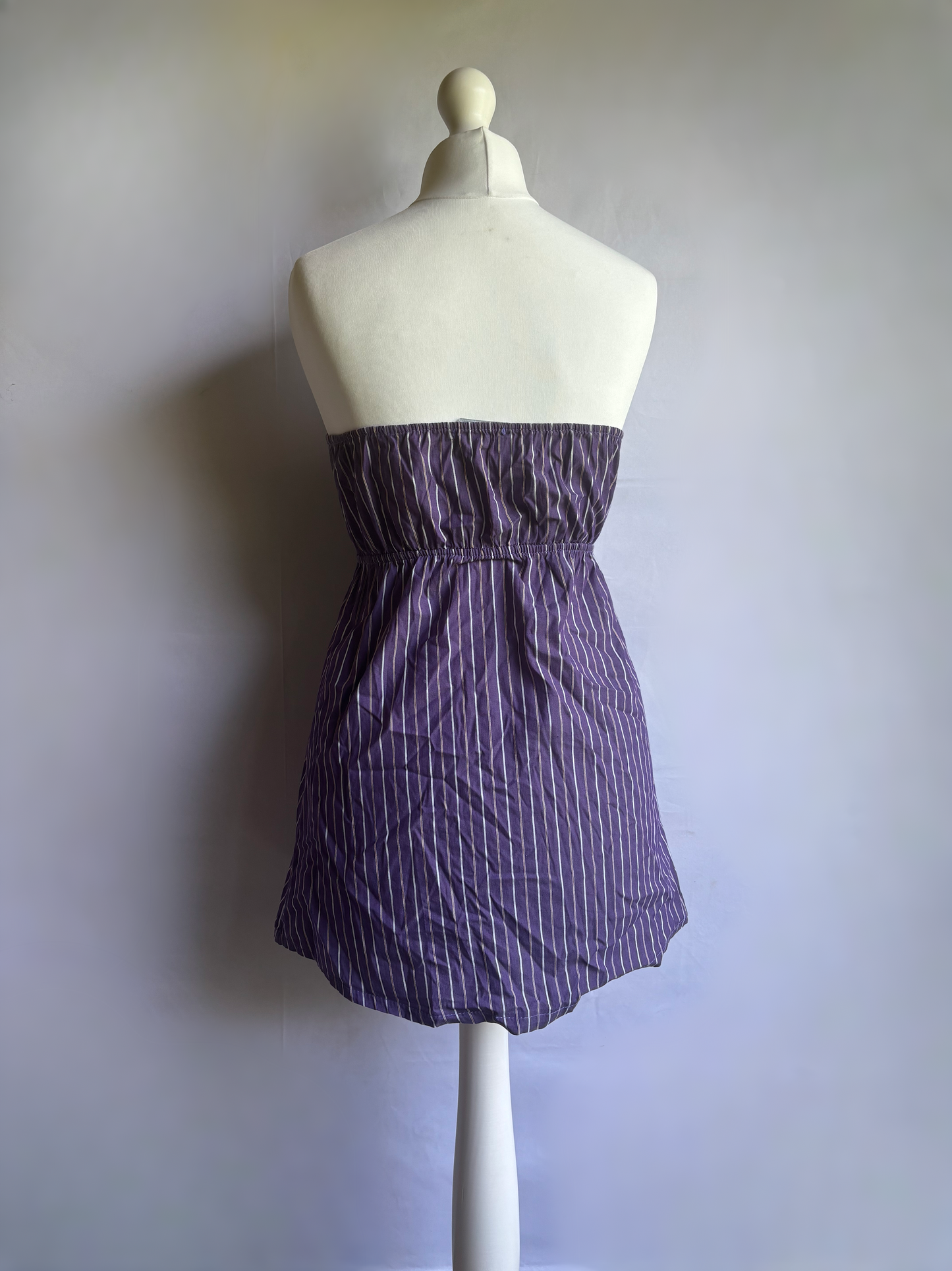 Purple Striped Button Up Dress