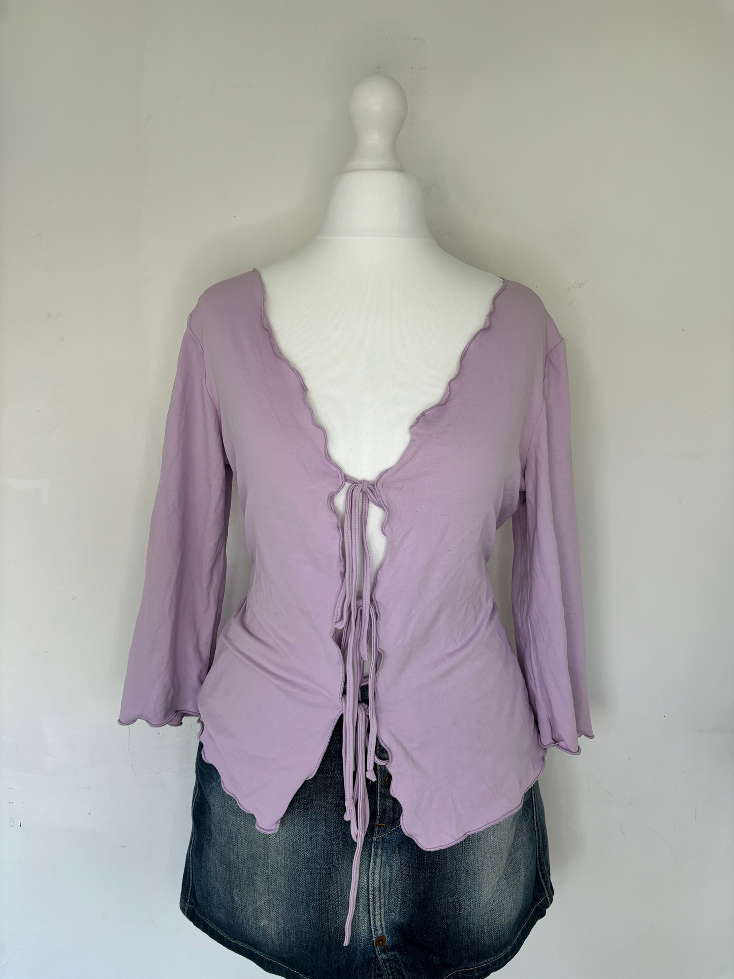 Purple Tie Front Long Sleeve