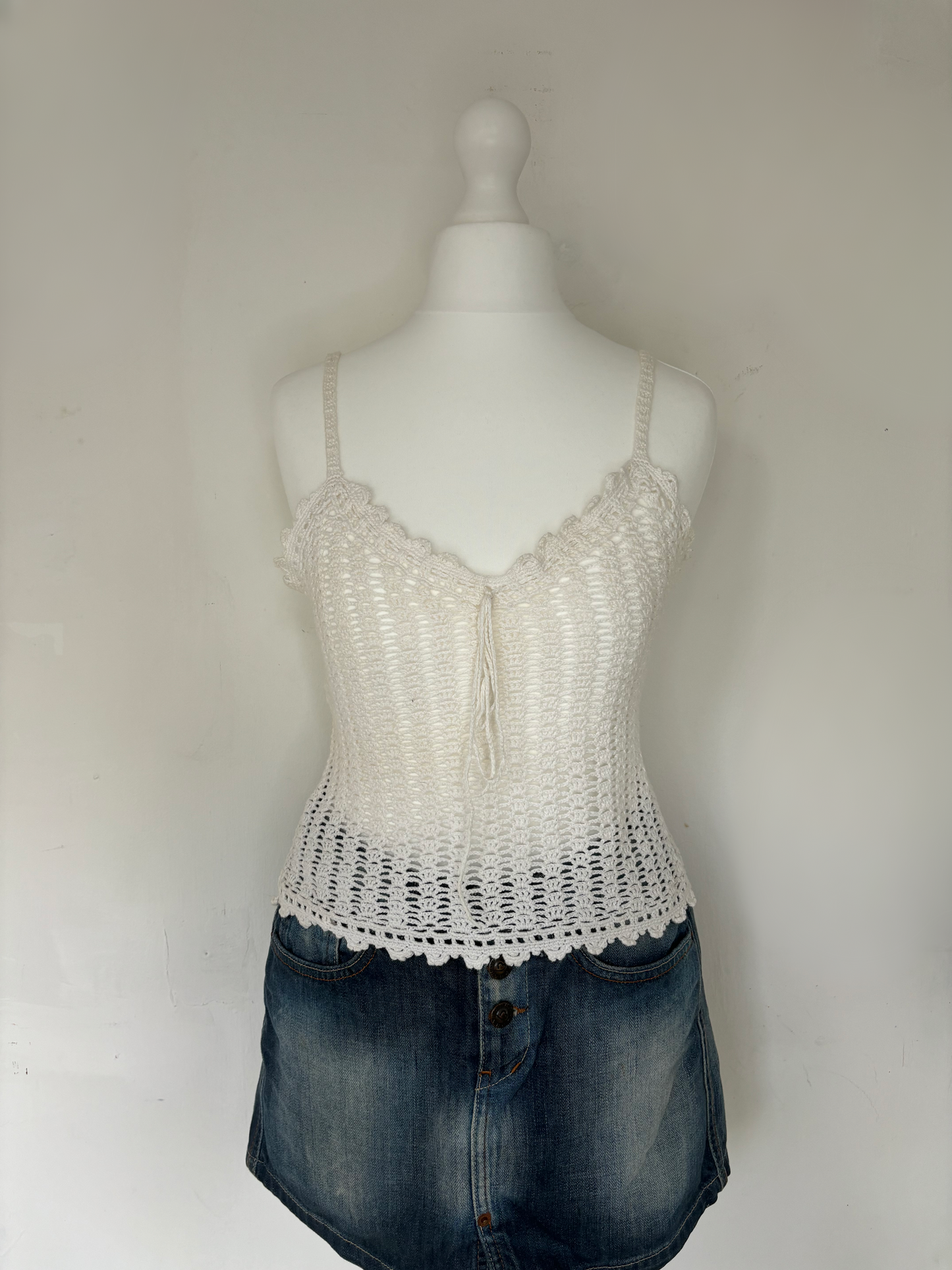 White Crochet Cami