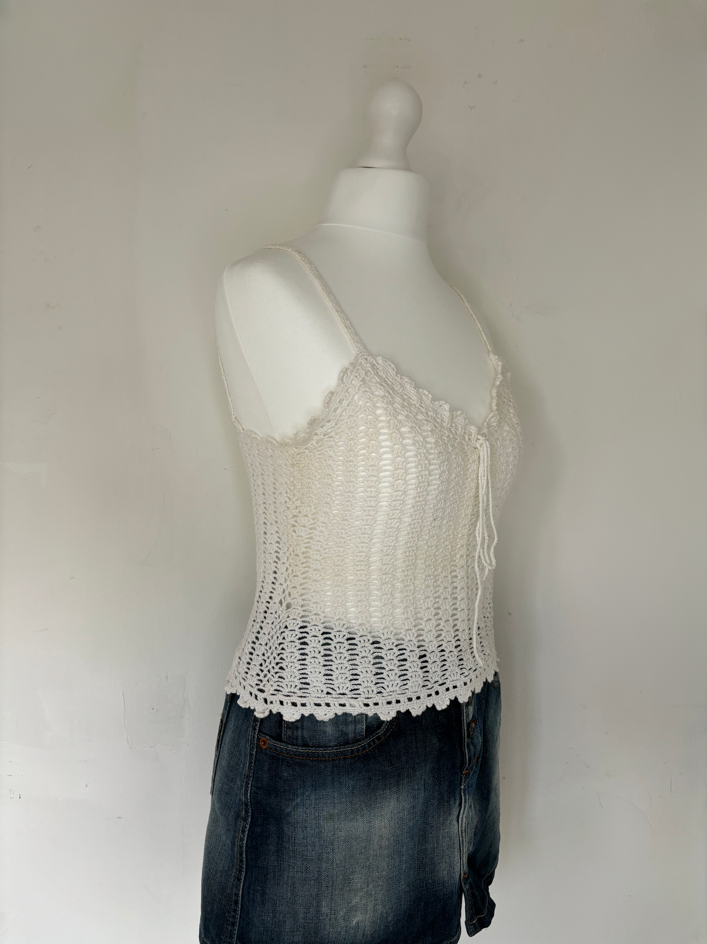 White Crochet Cami