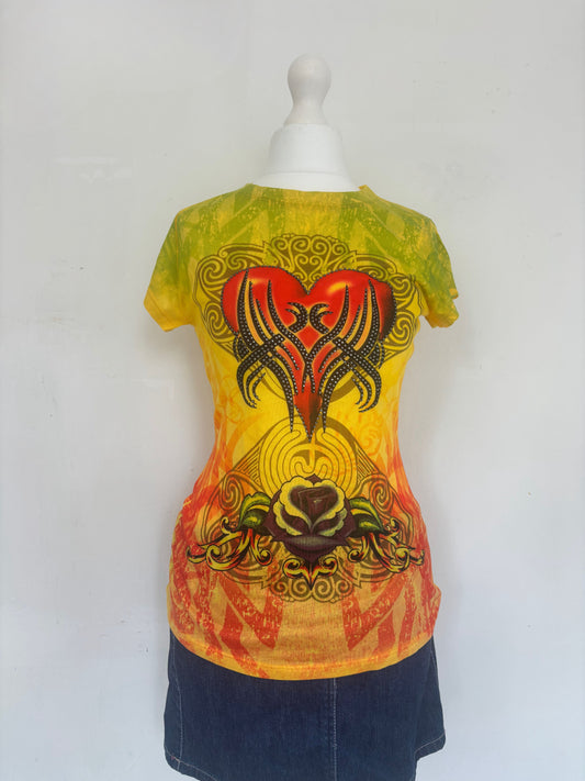 Yellow Love Heart Baby Tee