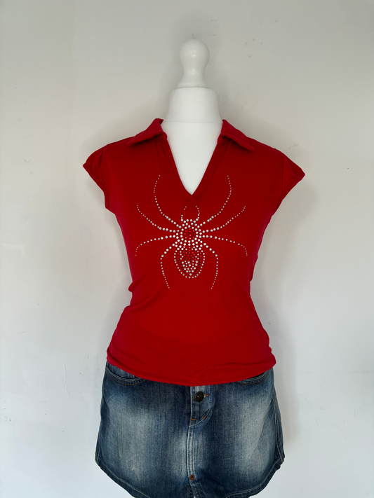 Red Diamanté Baby Tee